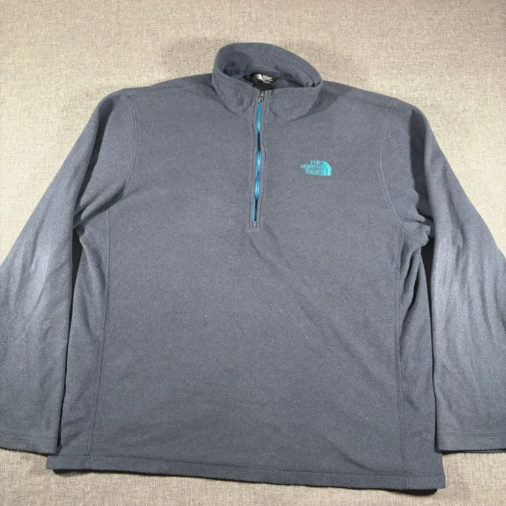 The North Face Fleece Pullover Mens Large Grey 1/4 Zip TKA‎ 100 Glacier Logo